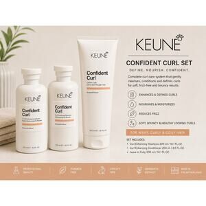 KEUNE Confident Curl Set Shampoo Conditioner & Leave-In Curly Hair